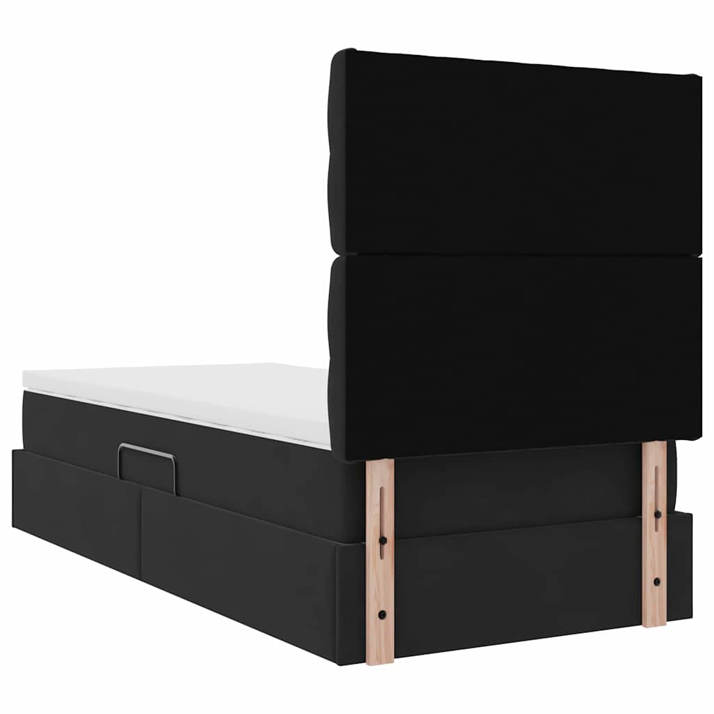 Lit avec rangement et matelas Noir 100 x 200 cm Velours - XIOS