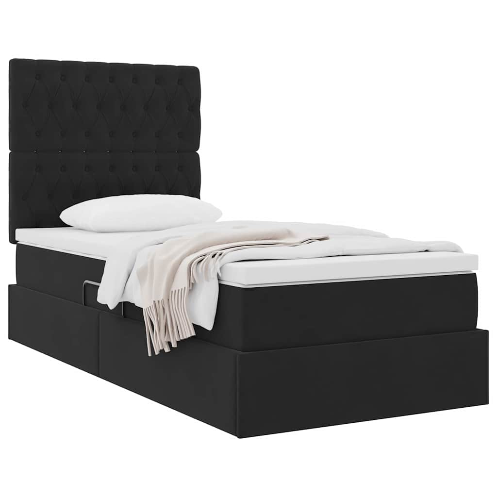 Lit avec rangement et matelas Noir 100 x 200 cm Velours - XIOS