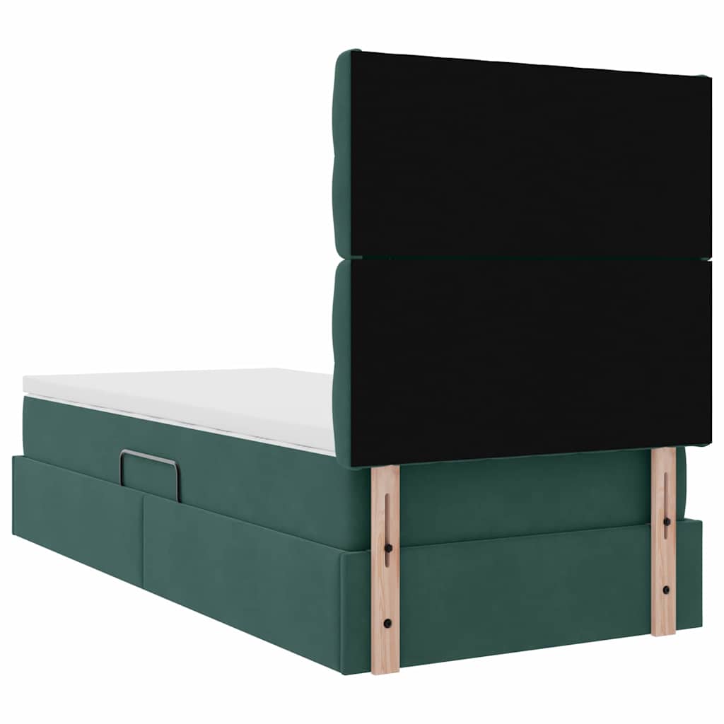 Lit avec rangement et matelas Vert foncé 100 x 200 cm Velours - XIOS
