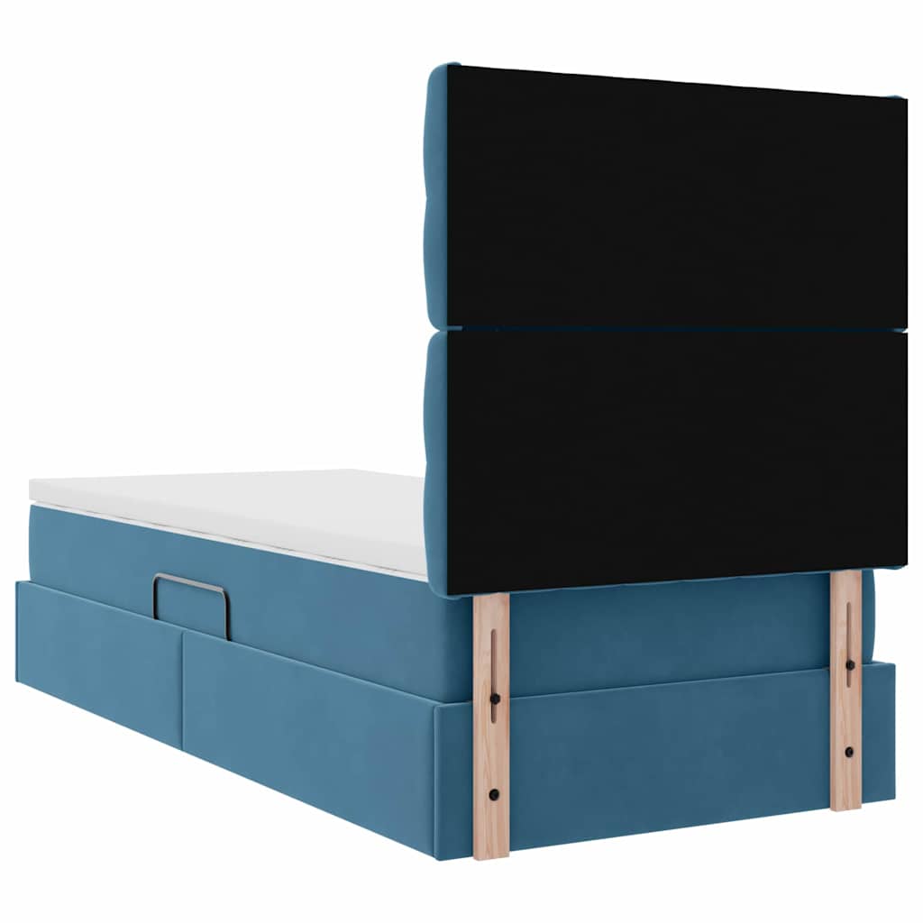 Lit avec rangement et matelas Bleu foncé 100 x 200 cm Velours - XIOS