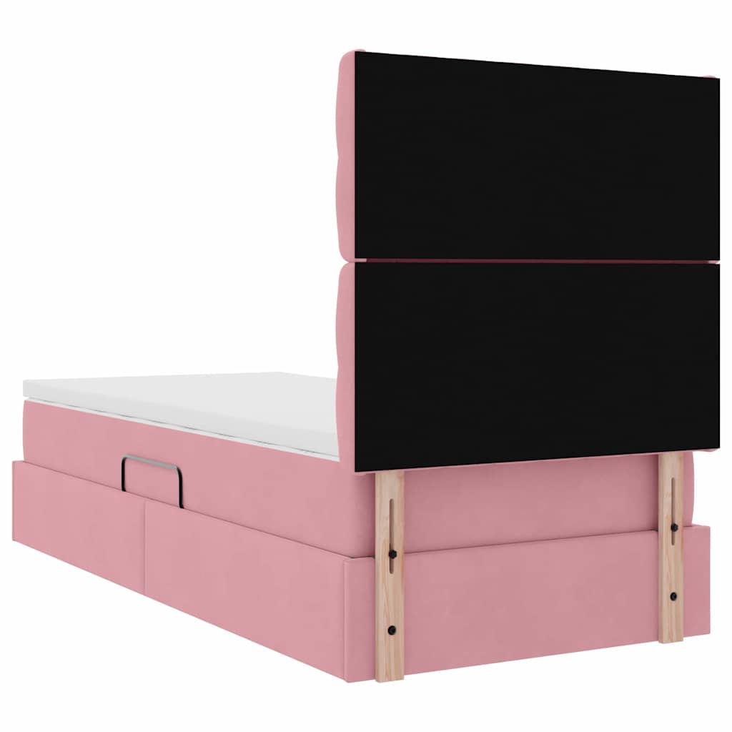 Lit avec rangement et matelas Rose 100 x 200 cm Velours - XIOS
