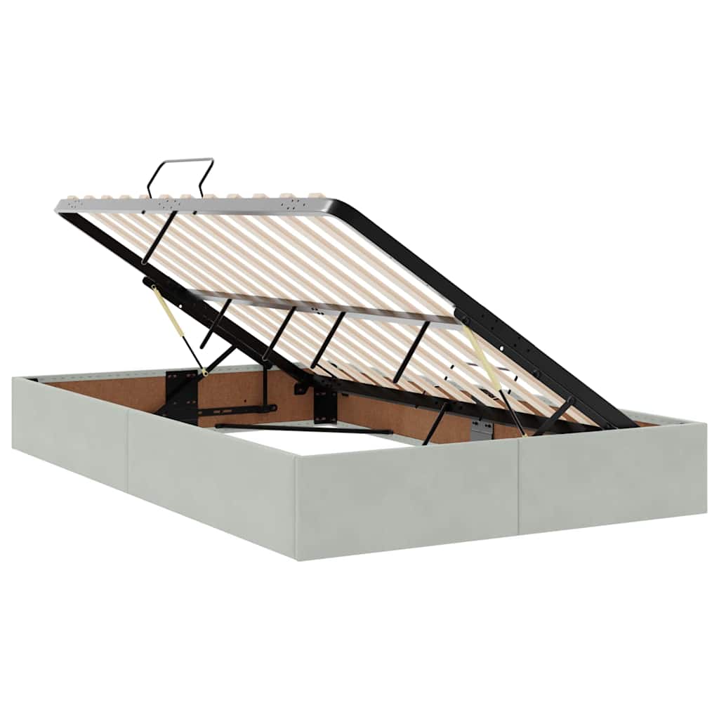 Lit avec rangement et matelas Gris clair 120 x 190 cm Velours - XIOS