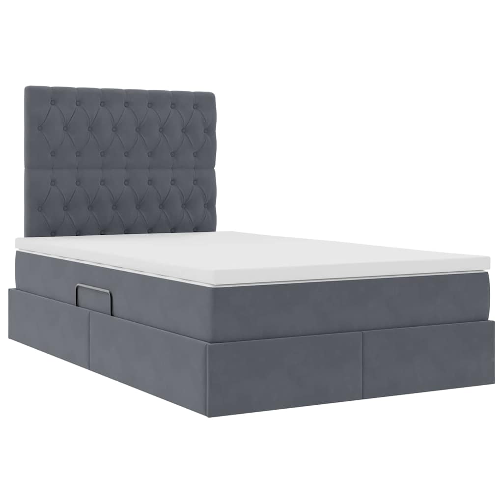 Lit avec rangement et matelas Gris foncé 120 x 200 cm Velours - XIOS