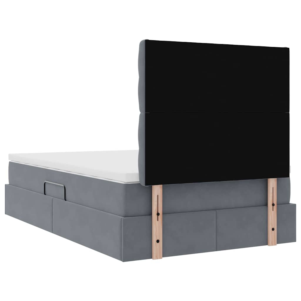 Lit avec rangement et matelas Gris foncé 120 x 200 cm Velours - XIOS
