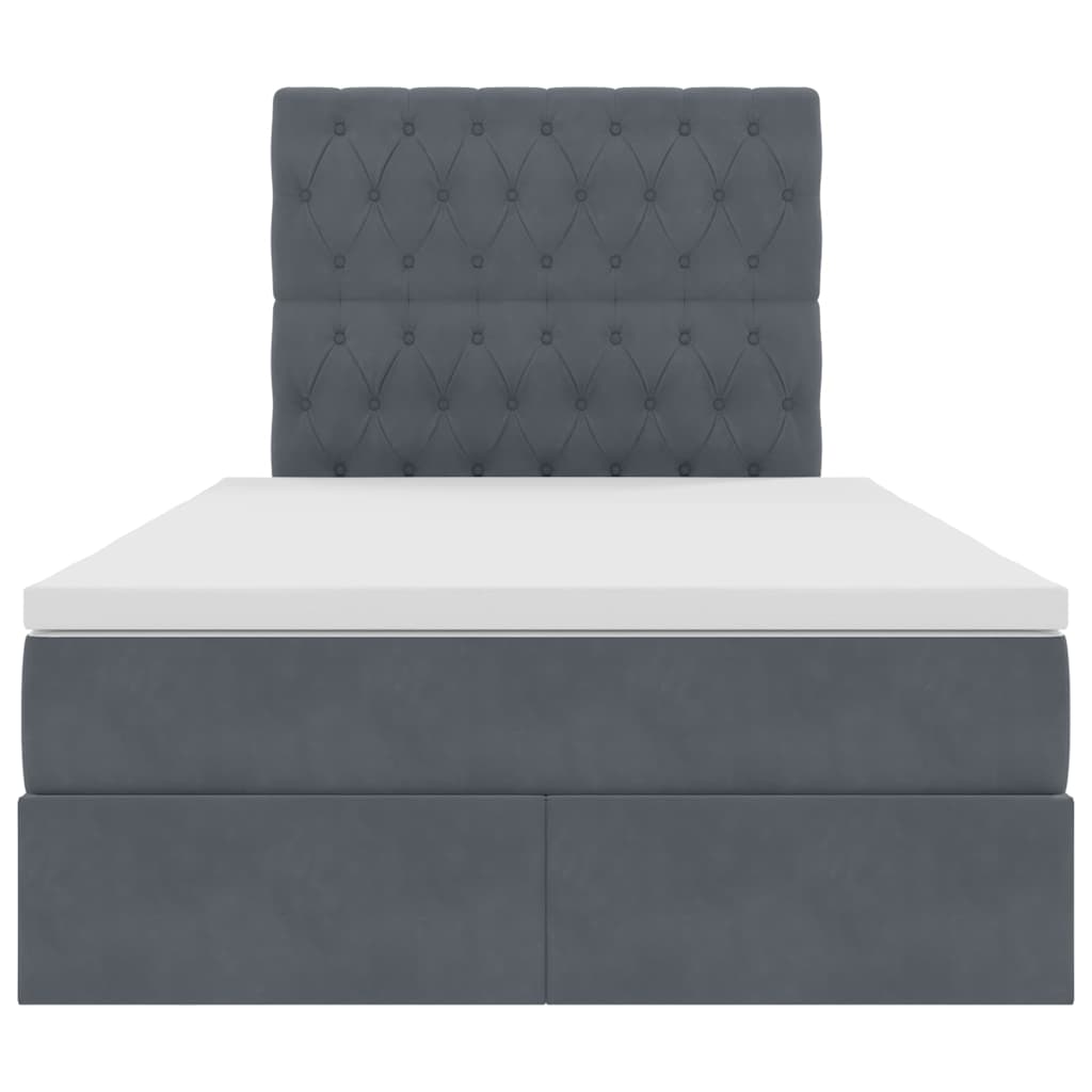 Lit avec rangement et matelas Gris foncé 120 x 200 cm Velours - XIOS