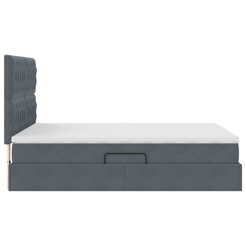 Lit avec rangement et matelas Gris foncé 140 x 190 cm Velours - XIOS
