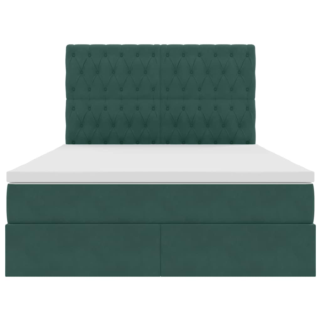 Lit avec rangement et matelas Vert foncé 140 x 190 cm Velours - XIOS