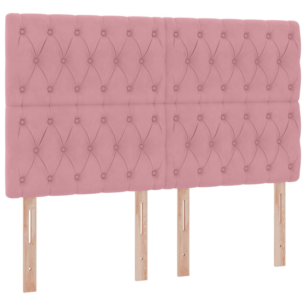 Lit avec rangement et matelas Rose 140 x 190 cm Velours - XIOS