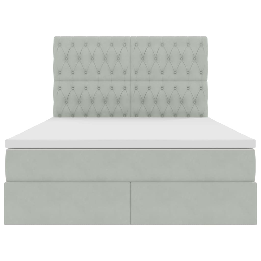 Lit avec rangement et matelas Gris clair 140 x 200 cm Velours - XIOS