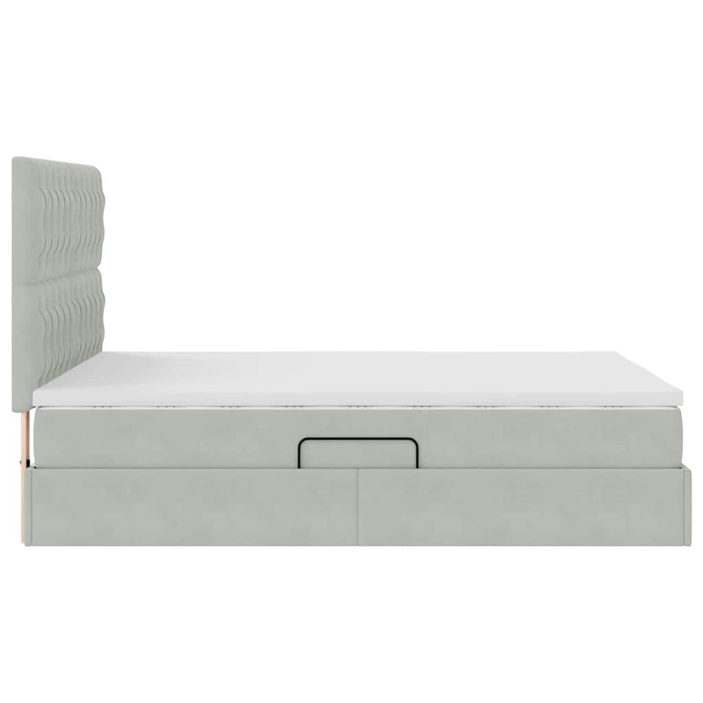 Lit avec rangement et matelas Gris clair 140 x 200 cm Velours - XIOS