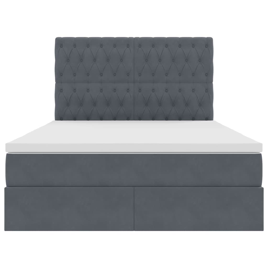 Lit avec rangement et matelas Gris foncé 140 x 200 cm Velours - XIOS