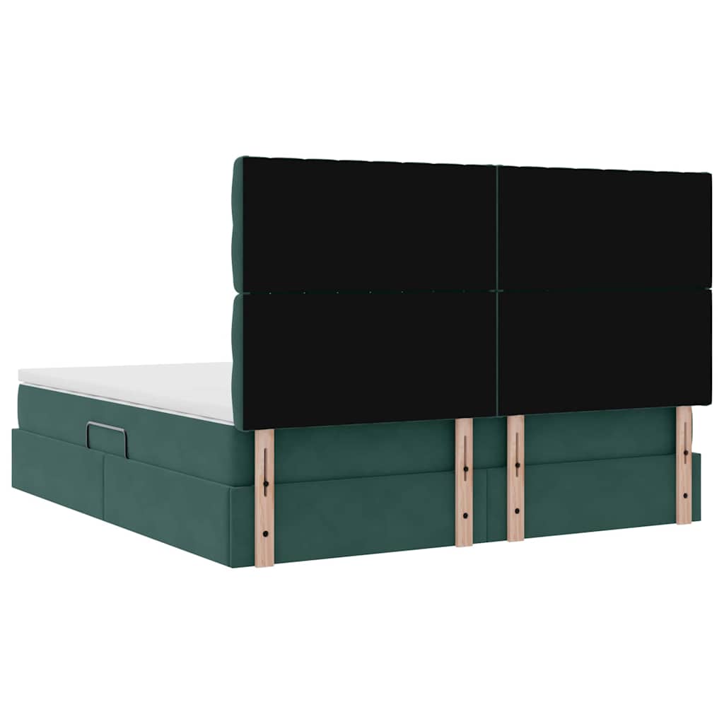 Lit avec rangement et matelas Vert foncé 160 x 200 cm Velours - XIOS