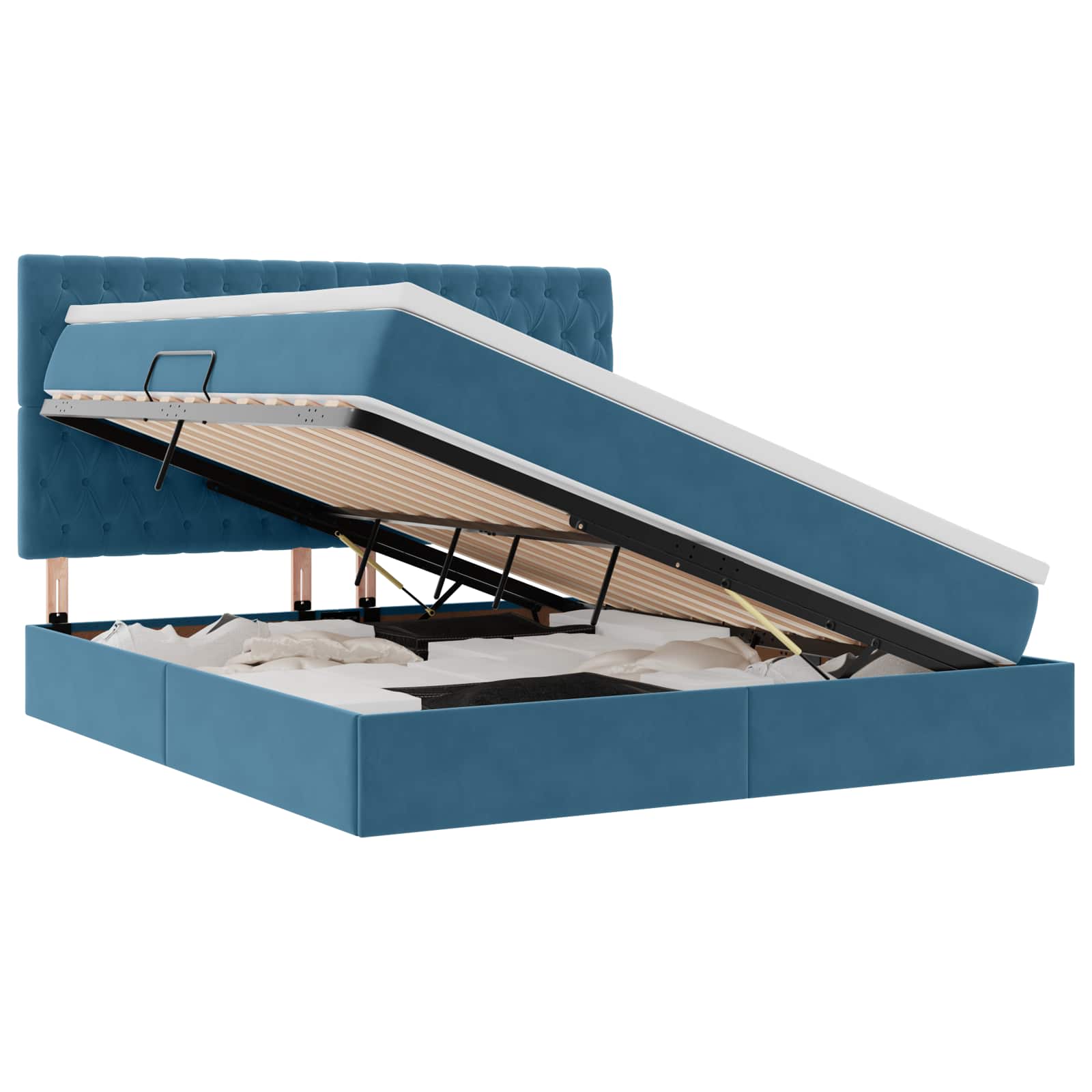 Lit avec rangement et LED Bleu foncé 180 x 200 cm Velours - XIOS