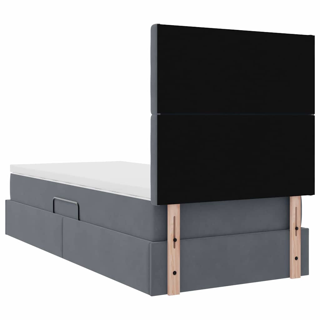 Lit avec rangement et matelas Gris foncé 90 x 190 cm Velours - XIOS