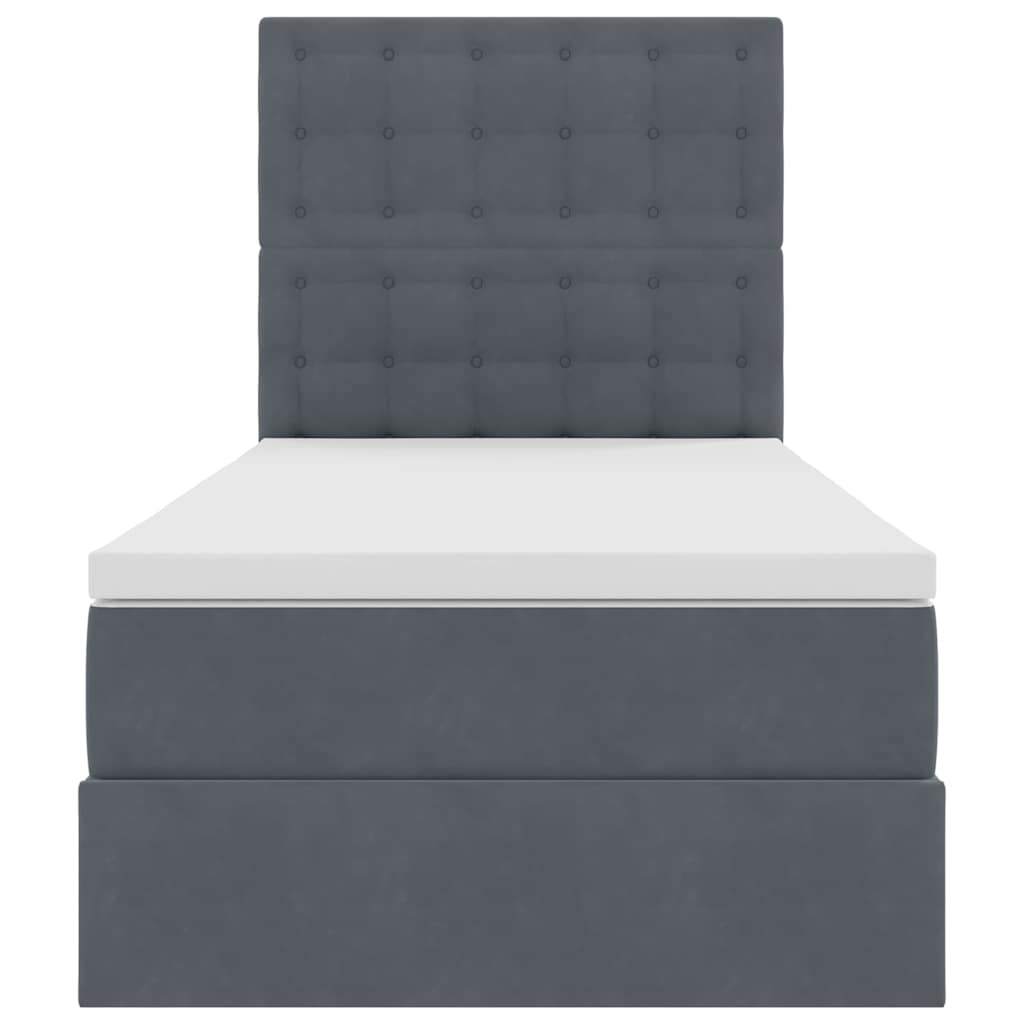 Lit avec rangement et matelas Gris foncé 90 x 190 cm Velours - XIOS