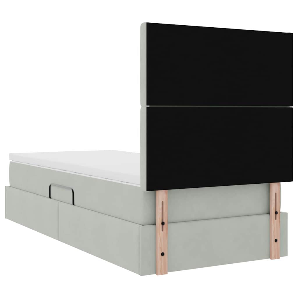 Lit avec rangement et matelas Gris clair 90 x 200 cm Velours - XIOS