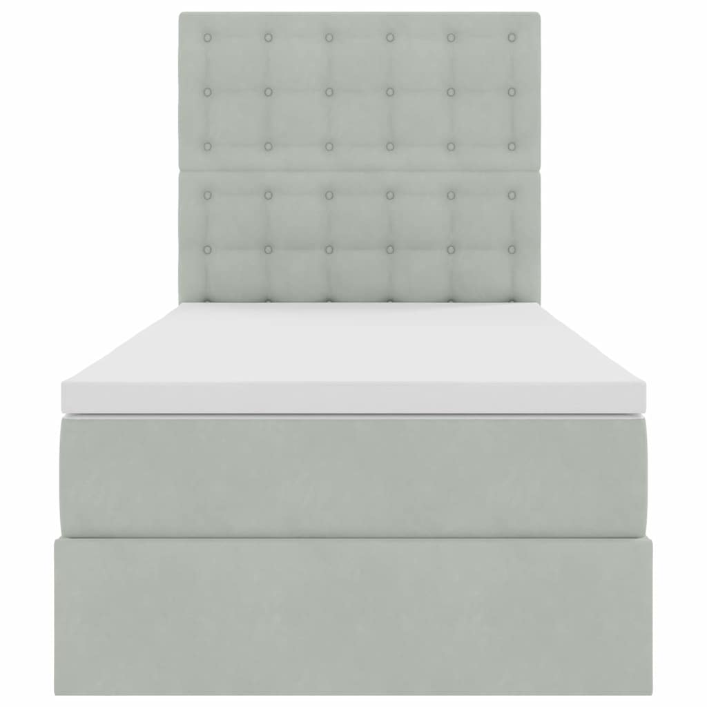 Lit avec rangement et matelas Gris clair 90 x 200 cm Velours - XIOS