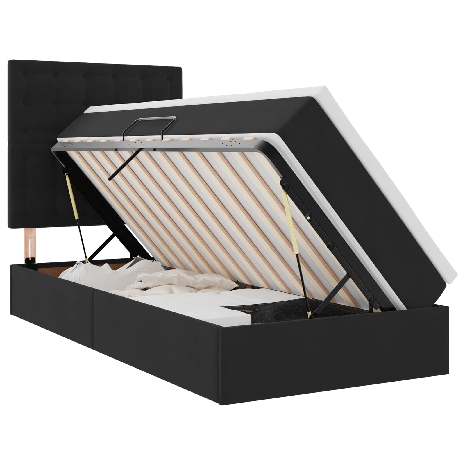 Lit avec rangement et matelas Noir 90 x 200 cm Velours