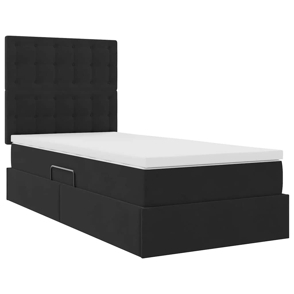 Lit avec rangement et matelas Noir 90 x 200 cm Velours