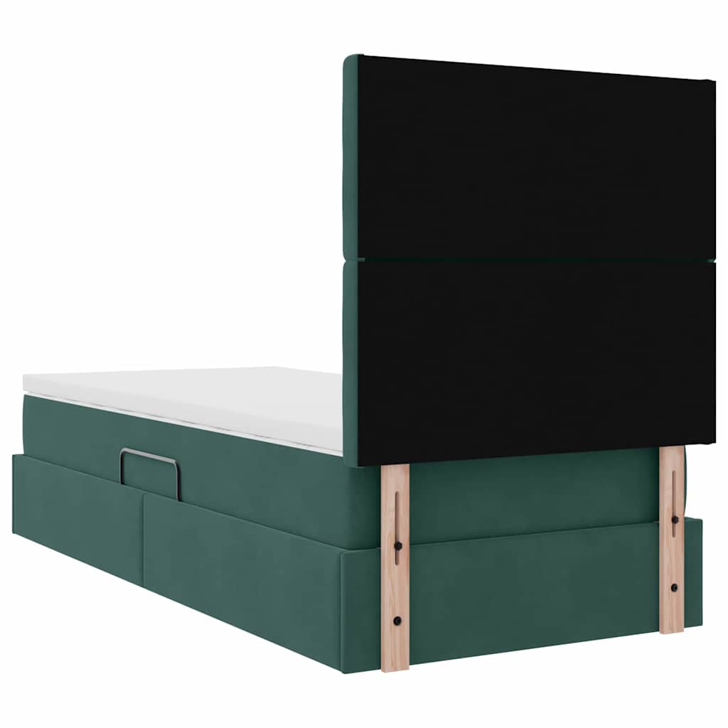 Lit avec rangement et matelas Vert foncé 90 x 200 cm Velours - XIOS