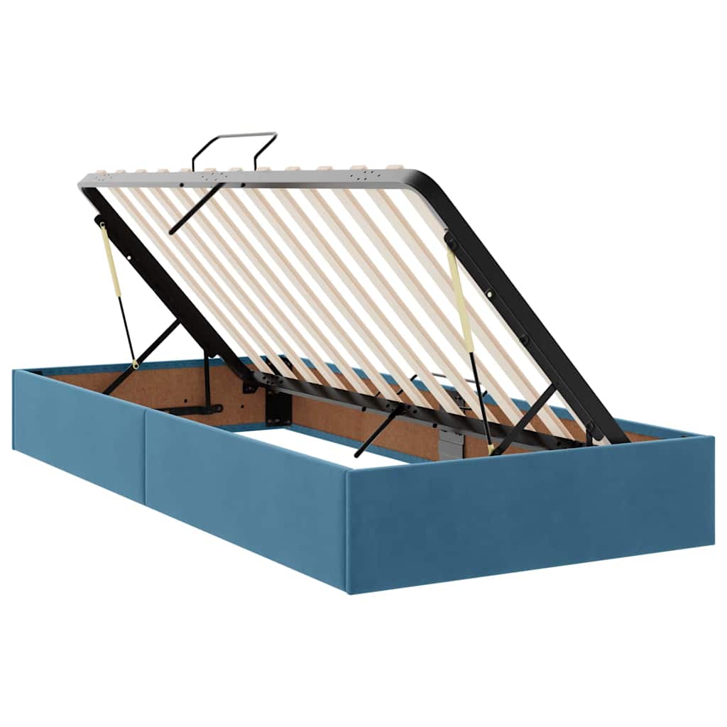 Lit avec rangement et matelas Bleu foncé 100 x 200 cm Velours - XIOS