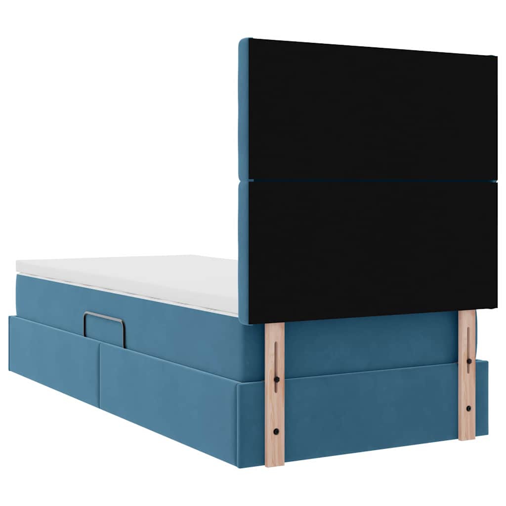 Lit avec rangement et matelas Bleu foncé 100 x 200 cm Velours - XIOS
