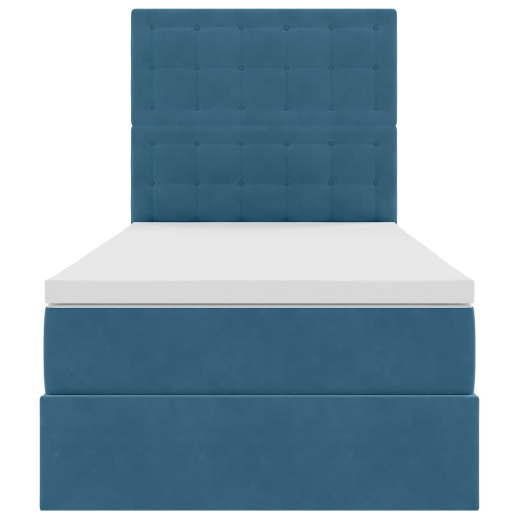 Lit avec rangement et matelas Bleu foncé 100 x 200 cm Velours - XIOS