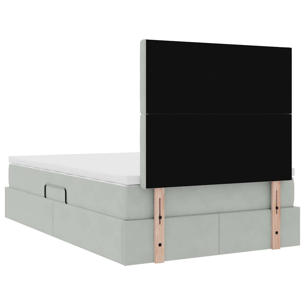 Lit avec rangement et matelas Gris clair 120 x 190 cm Velours - XIOS