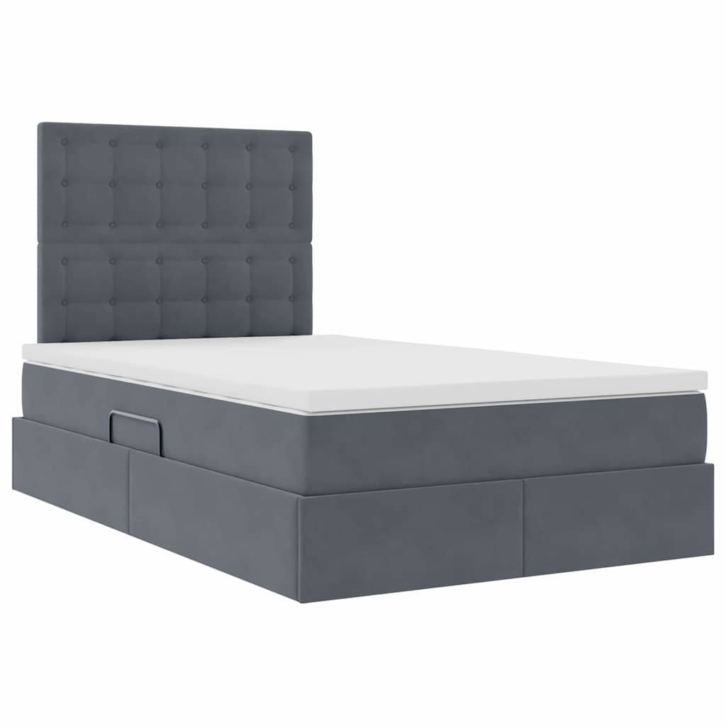 Lit avec rangement et matelas Gris foncé 120 x 200 cm Velours - XIOS
