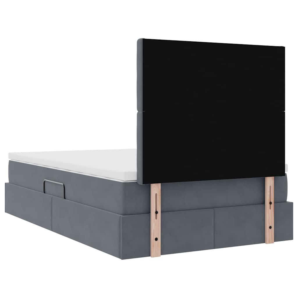 Lit avec rangement et matelas Gris foncé 120 x 200 cm Velours - XIOS