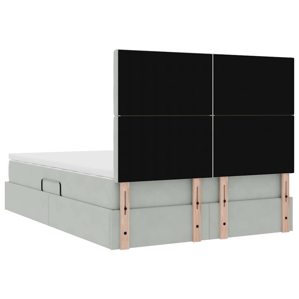 Lit avec rangement et matelas Gris clair 140 x 190 cm Velours - XIOS