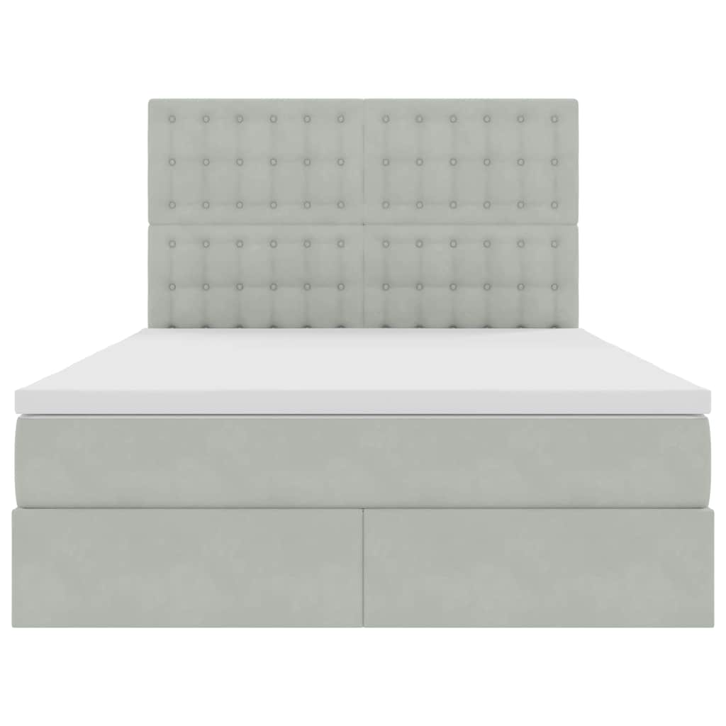 Lit avec rangement et matelas Gris clair 140 x 190 cm Velours - XIOS
