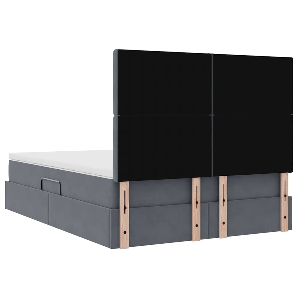Lit avec rangement et matelas Gris foncé 140 x 190 cm Velours - XIOS
