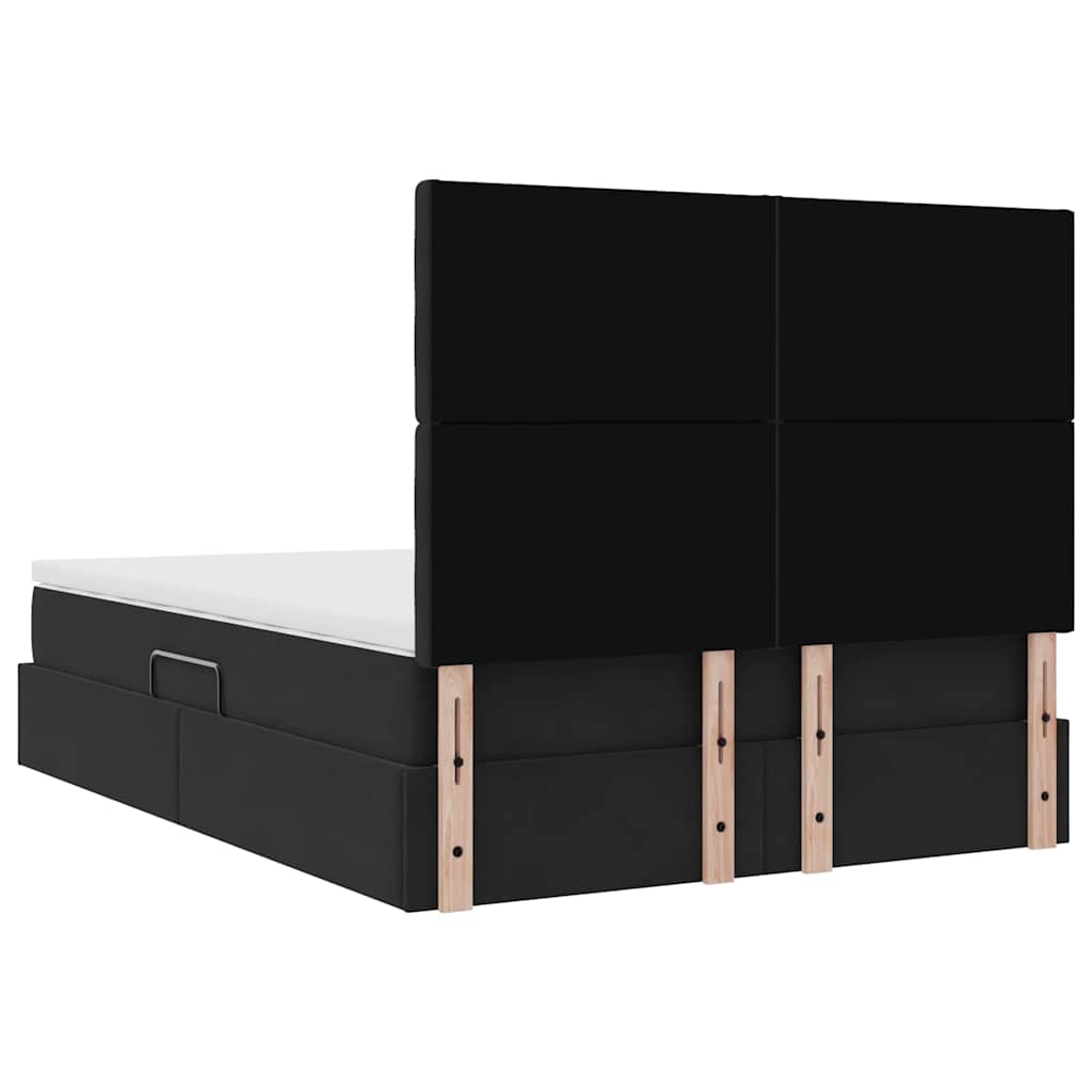 Lit avec rangement et matelas Noir 140 x 200 cm Velours - XIOS