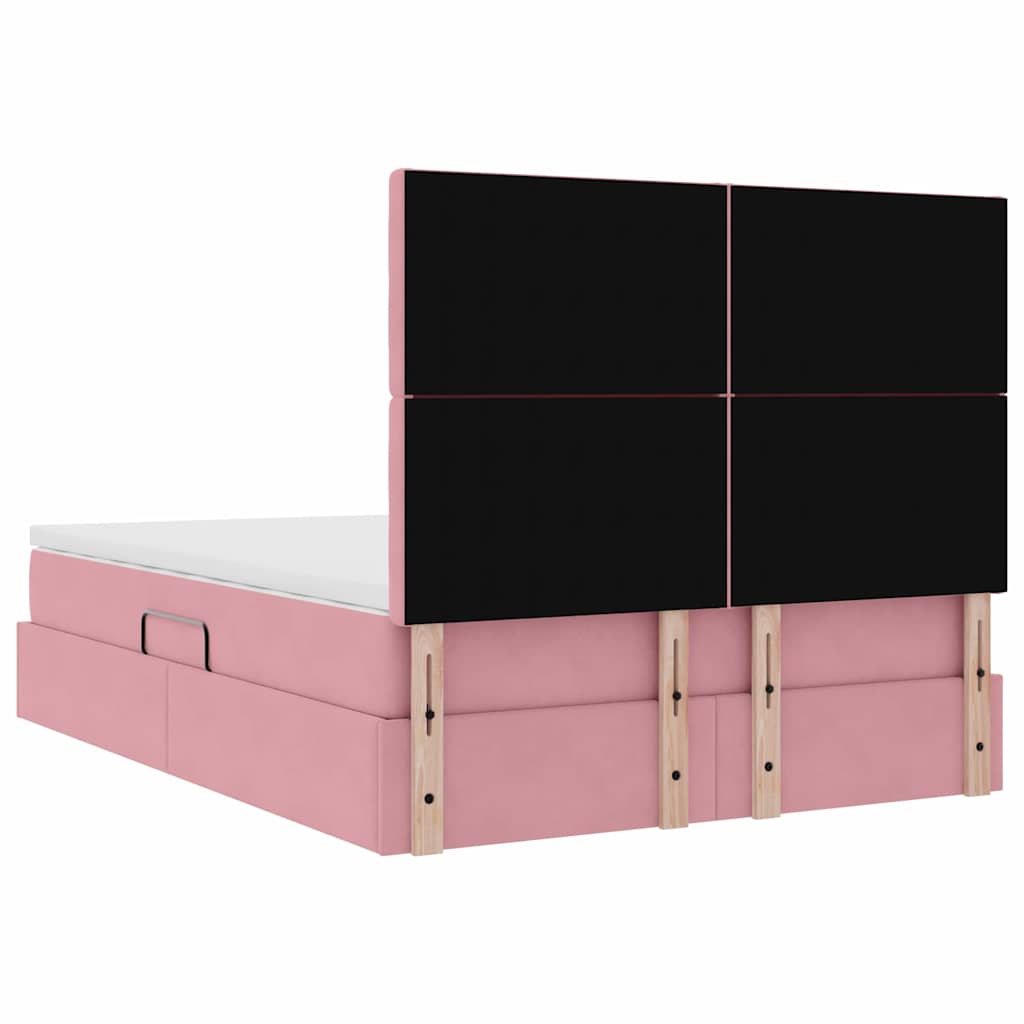 Lit avec rangement et matelas Rose 140 x 200 cm Velours - XIOS