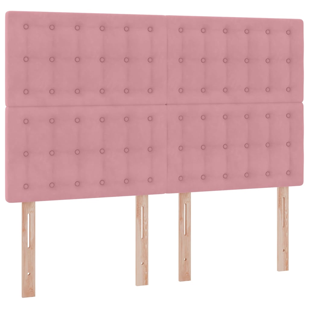 Lit avec rangement et matelas Rose 140 x 200 cm Velours - XIOS