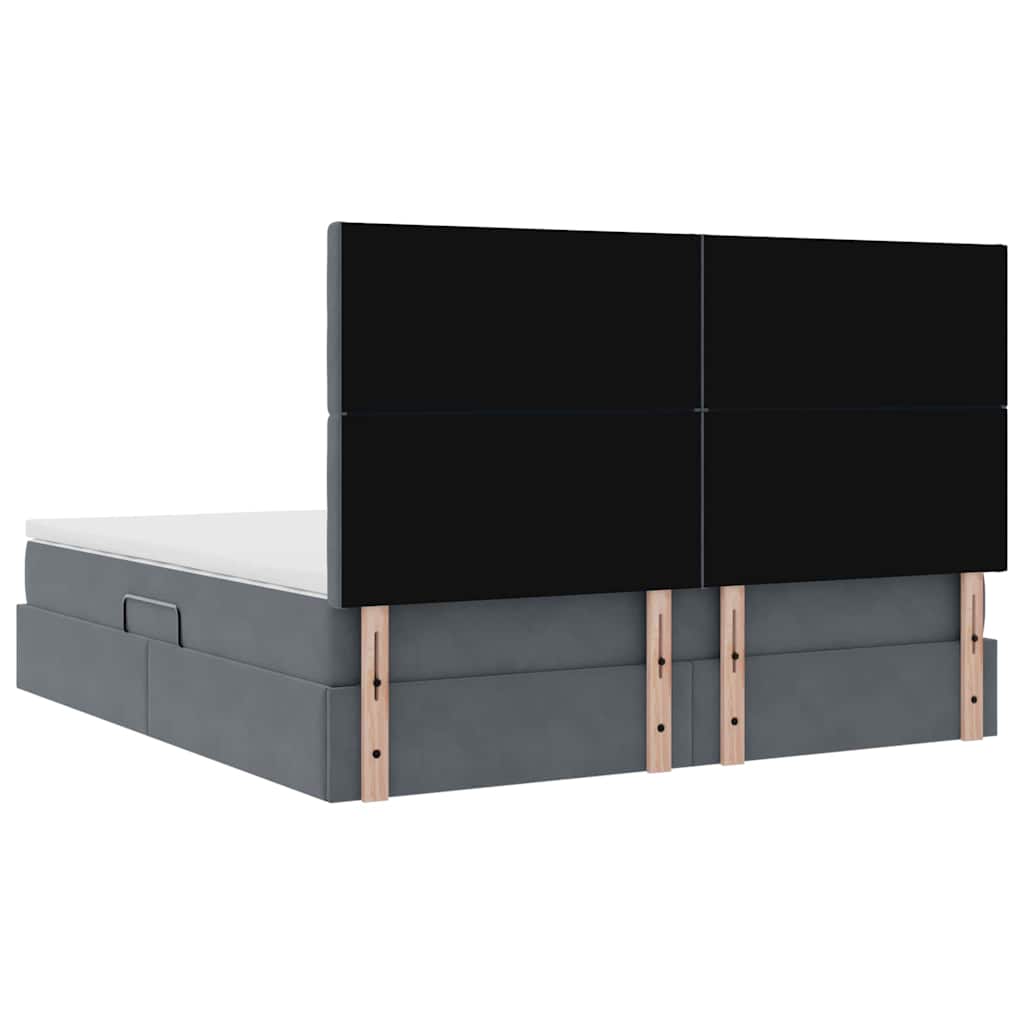 Lit avec rangement et matelas Gris foncé 160 x 200 cm Velours - XIOS