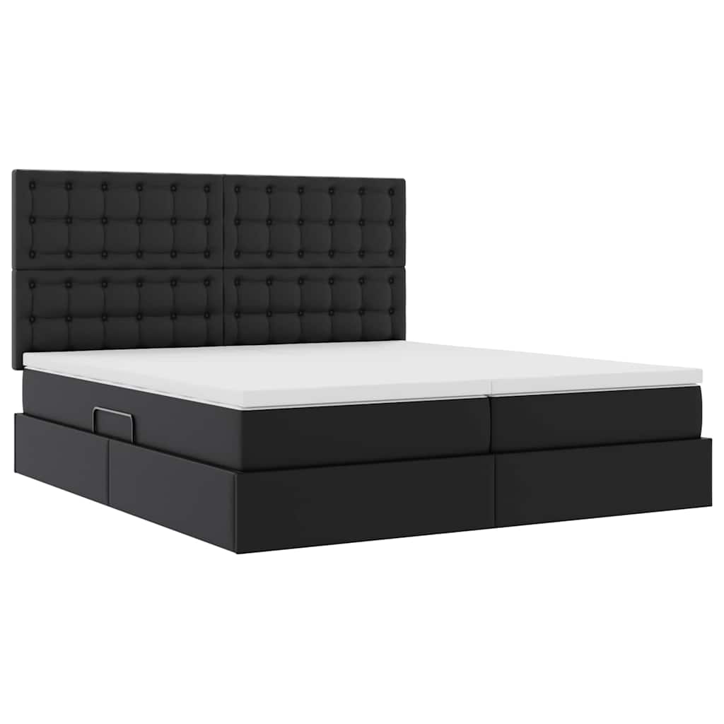 Lit avec rangement et matelas avec matelas Noir 200 x 200 cm - XIOS