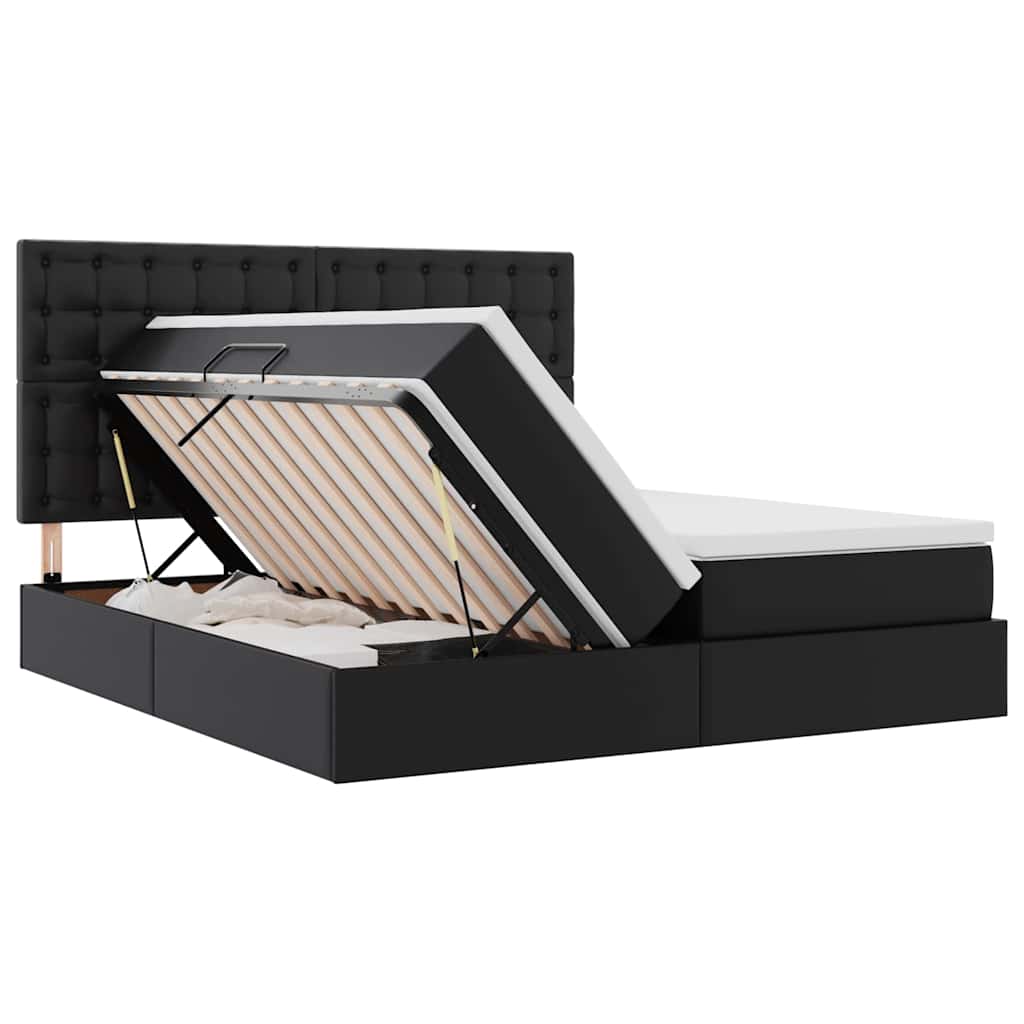 Lit avec rangement et matelas avec matelas Noir 200 x 200 cm - XIOS