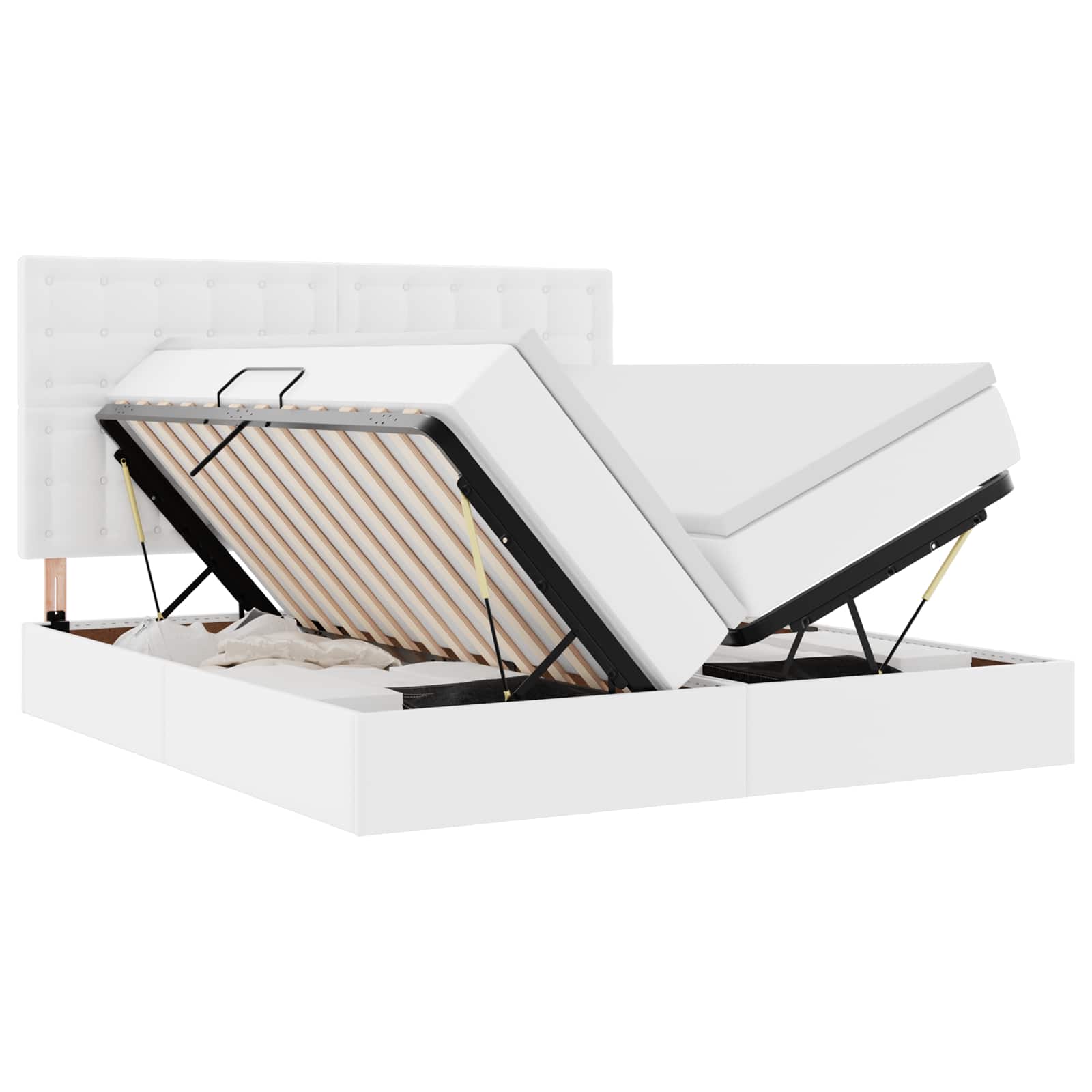 Lit avec rangement et matelas Blanc pur 200 x 200 cm - XIOS