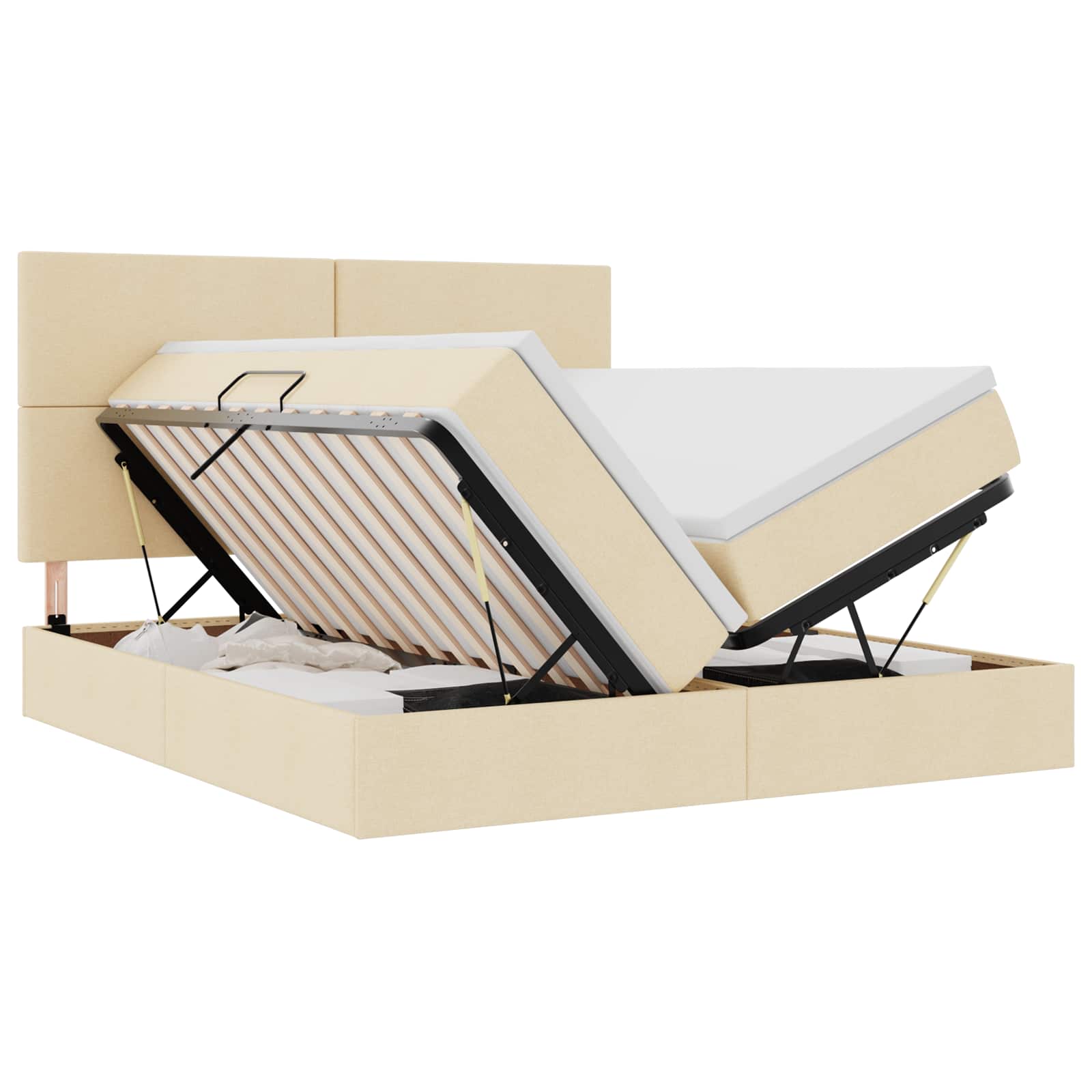 Lit de Rangement Crème 200 x 200 cm Cuir synthétique - XIOS