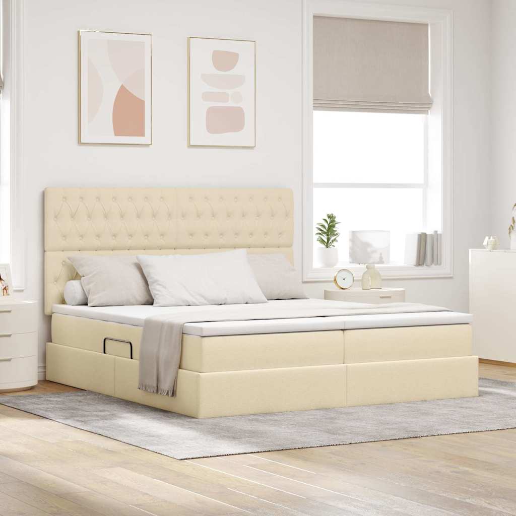 Lit de Rangement Crème 180 x 200 cm Cuir synthétique - XIOS