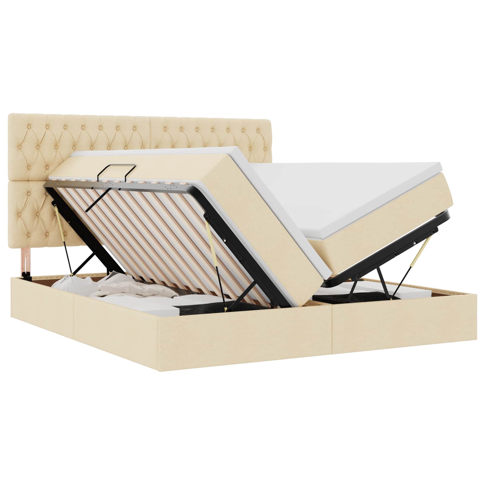 Lit de Rangement Crème 180 x 200 cm Cuir synthétique - XIOS