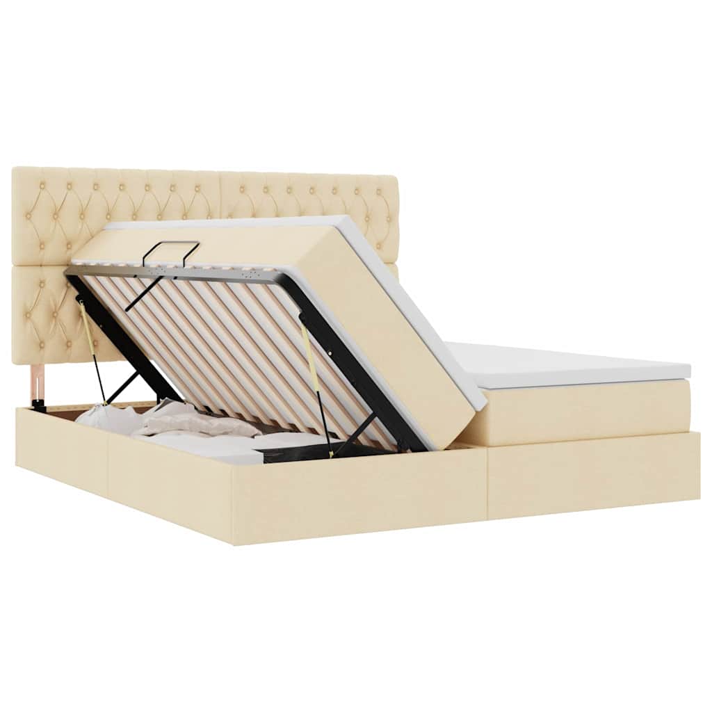 Lit de Rangement Crème 180 x 200 cm Cuir synthétique - XIOS