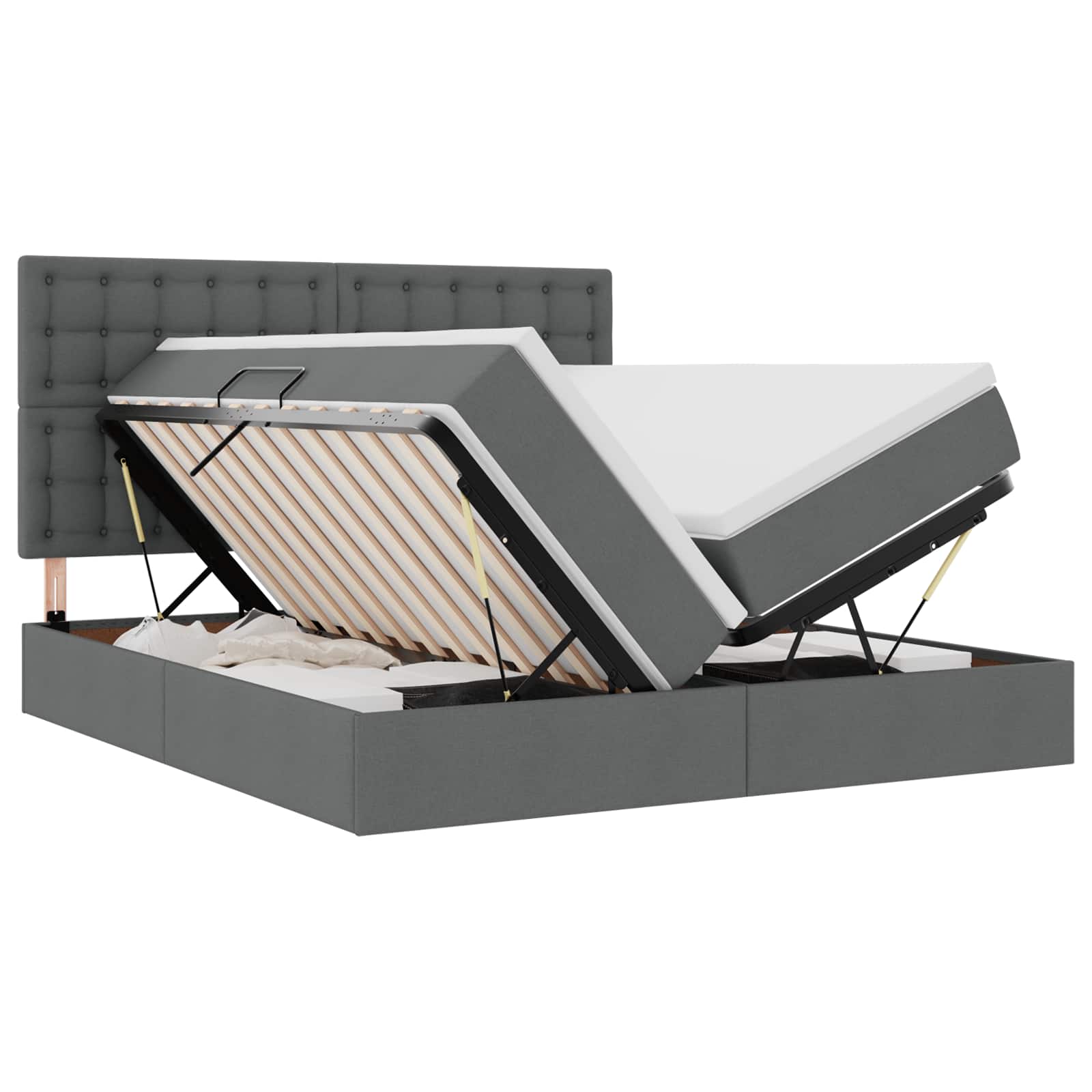 Lit de Rangement Gris foncé 180 x 200 cm Cuir synthétique - XIOS