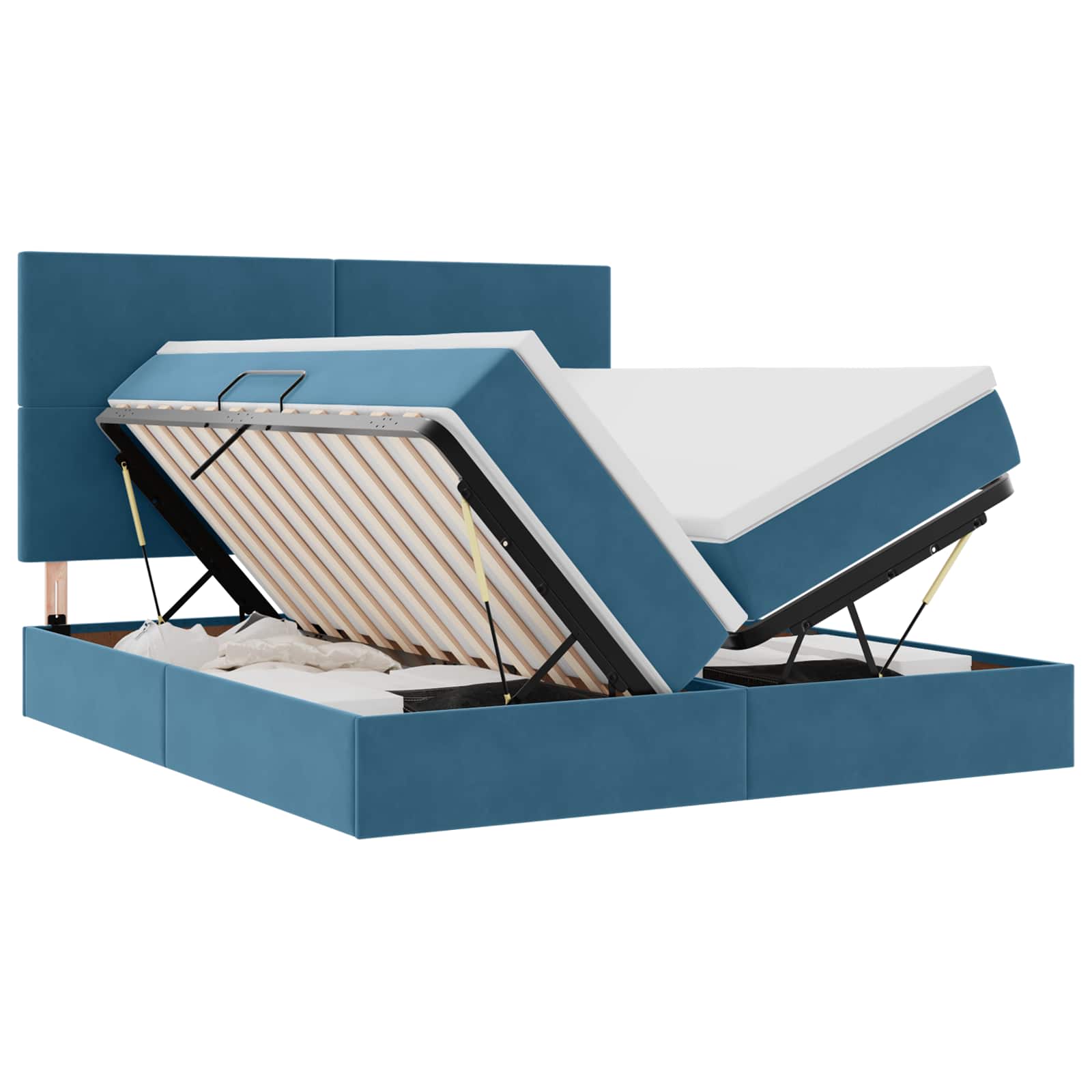 Lit de Rangement avec matelas Bleu foncé 180 x 200 cm Velours - XIOS