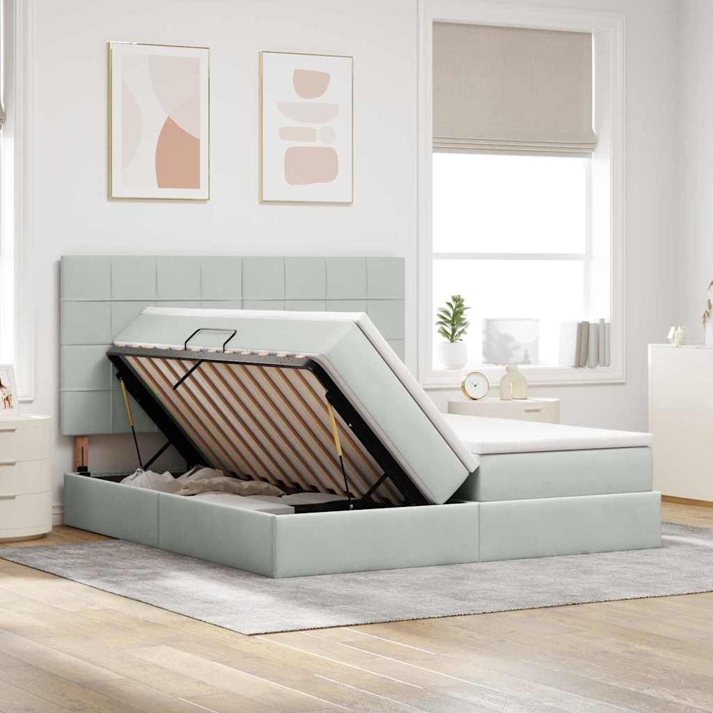 Lit de Rangement avec matelas Gris clair 180 x 200 cm Velours - XIOS