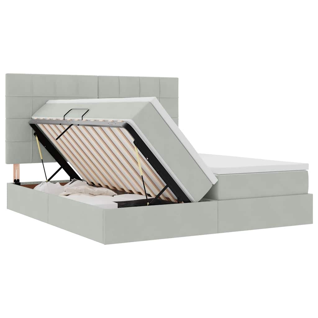 Lit de Rangement avec matelas Gris clair 180 x 200 cm Velours - XIOS