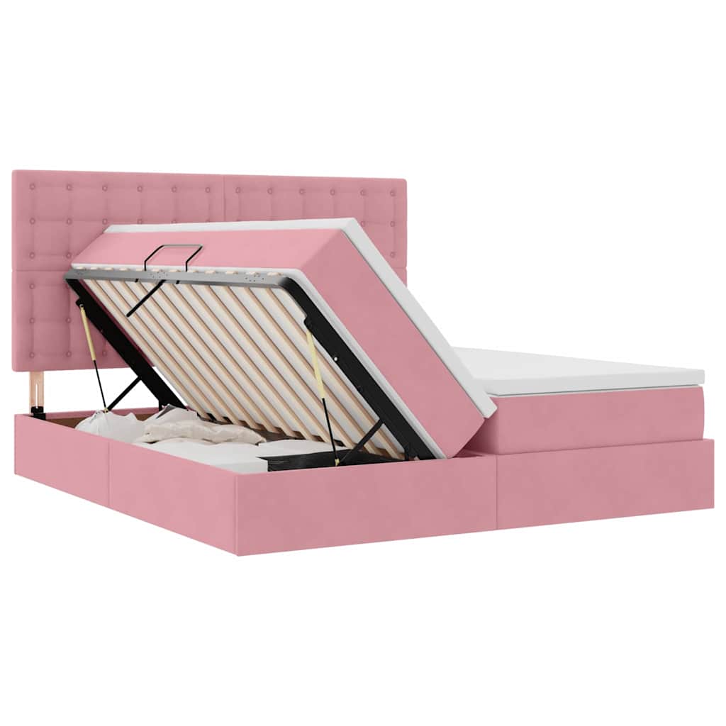 Lit de Rangement avec matelas Rose 180 x 200 cm Velours - XIOS
