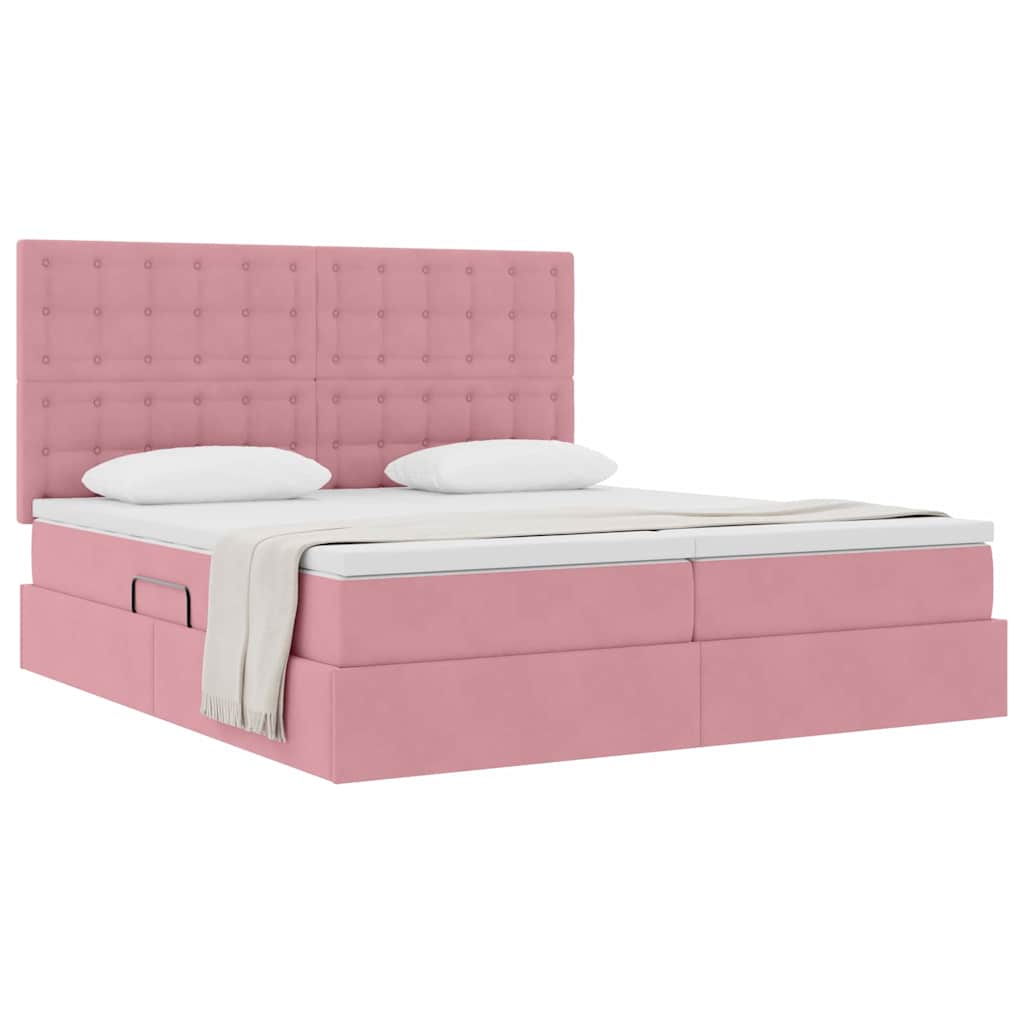 Lit de Rangement avec matelas Rose 180 x 200 cm Velours - XIOS
